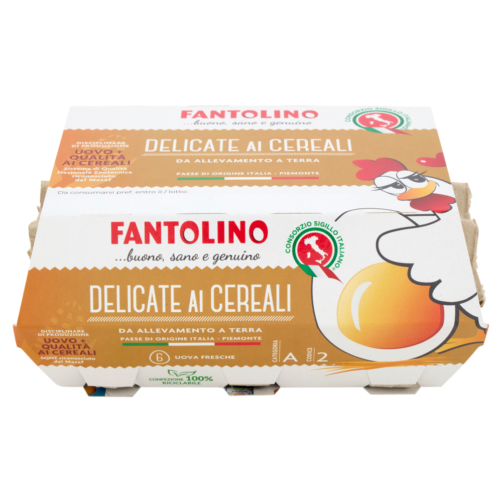 Fantolino Delicate ai Cereali da Allevamento a Terra 6 Uova Fresche 330 g