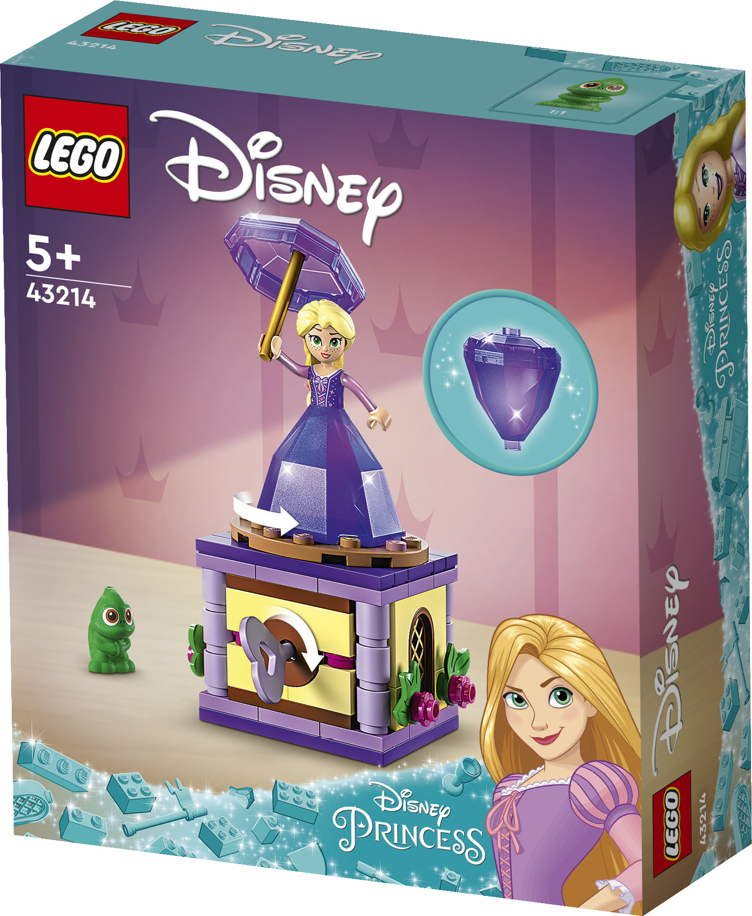 LEGO Disney Princess 43214 Rapunzel Rotante, Giocattolo da Costruire con Mini Bambolina in Abito di Diamante, Giochi Bambini