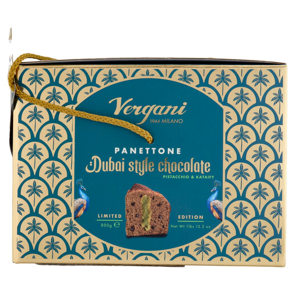 Vergani Panettone Dubai style chocolate Pistacchio e Kataify 800 g