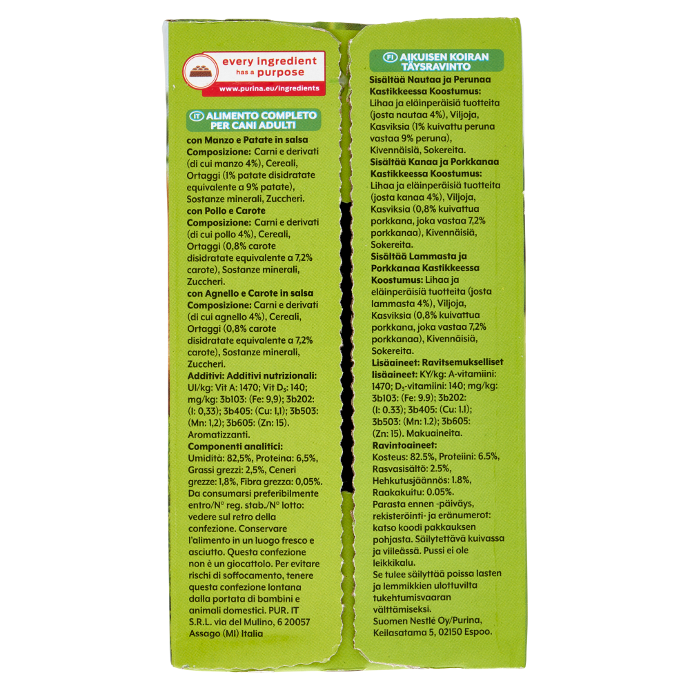 PURINA FRISKIES In Salsa Con Manzo e Patate, Pollo e Carote, Agnello e Carote 12 x 85 g