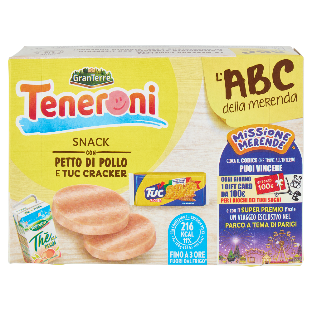 Teneroni l'ABC della merenda Snack con Petto di Pollo e Tuc Cracker