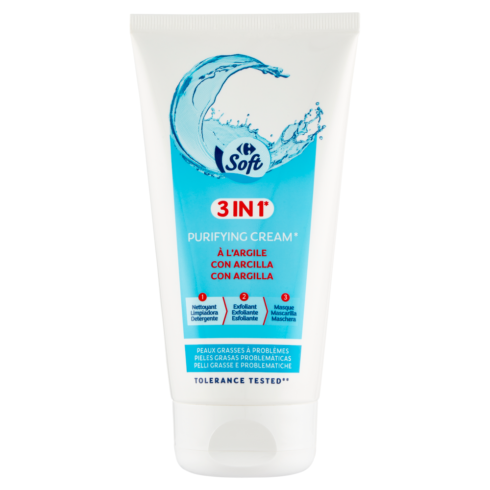 Carrefour Soft Crema purificante 3in1* con Argilla 150 ml