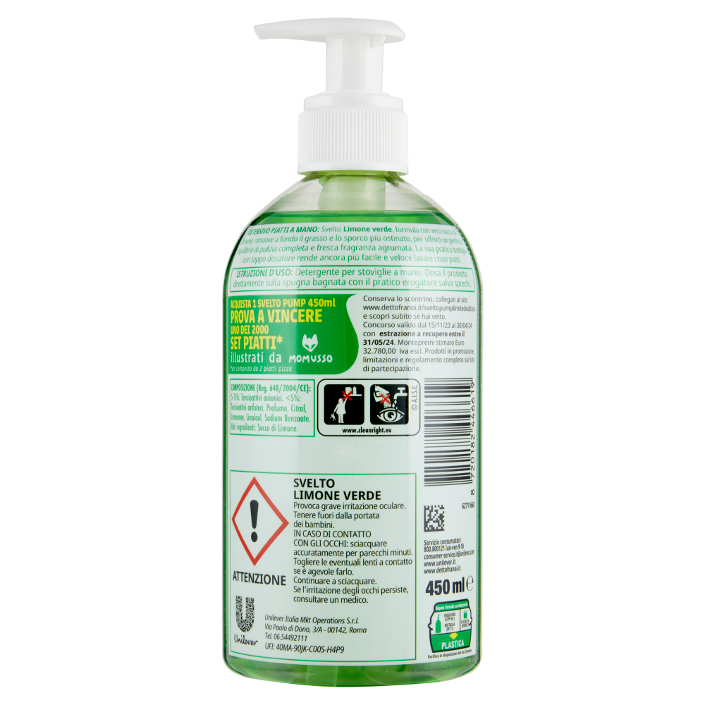 Svelto detersivo piatti limone verde 450 ml