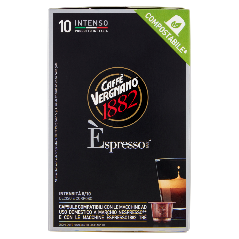 Caffè Vergnano 1882 Èspresso1882 Intenso Compostabile** Capsule Compatibili Nespresso* 10 x 5 g