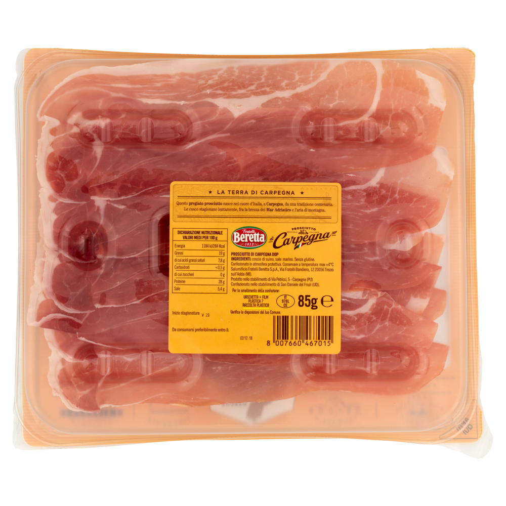 Fratelli Beretta Prosciutto di Carpegna DOP Stagionatura Minima 20 Mesi 85 g