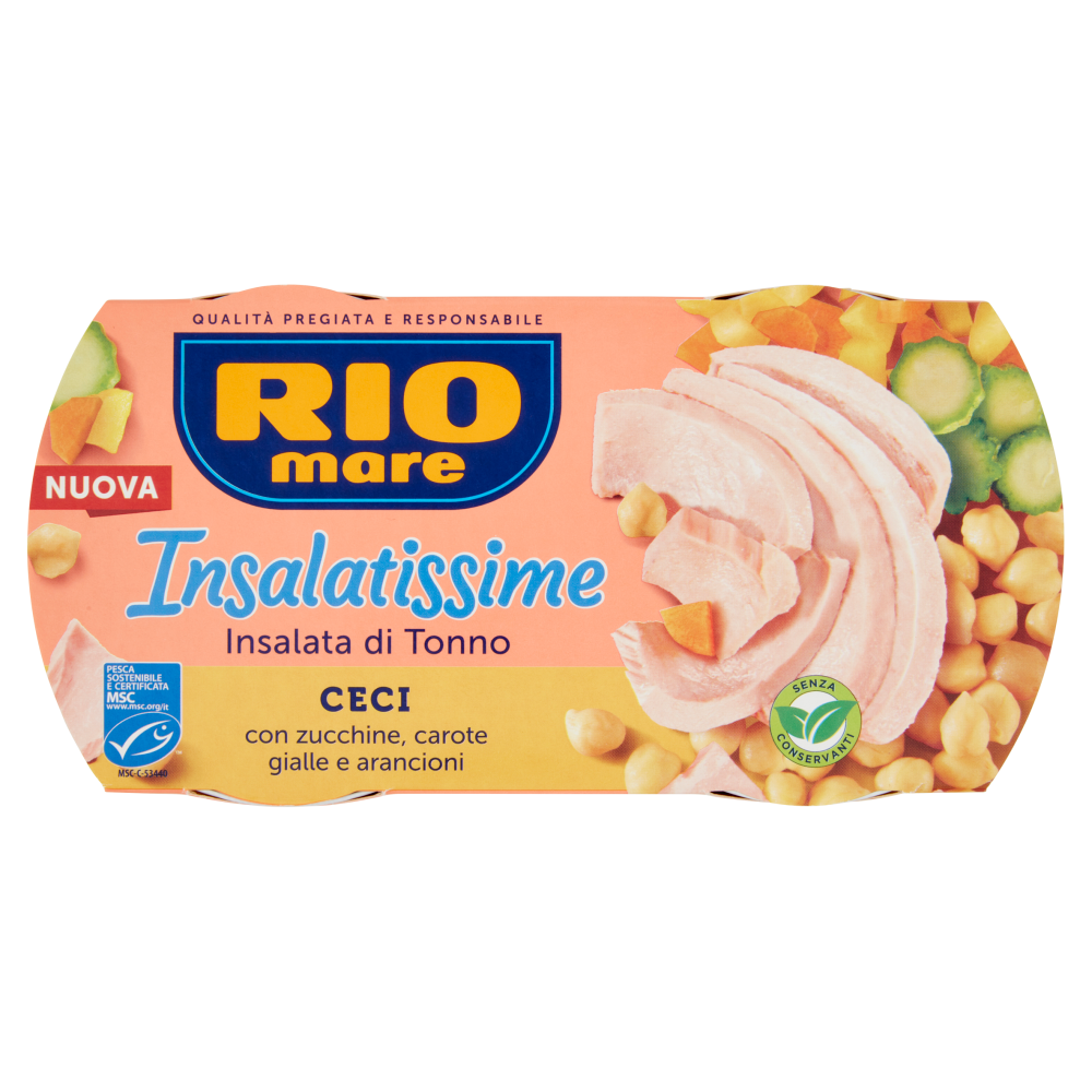 Rio mare Insalatissime Insalata di Tonno Ceci con zucchine, carote gialle e arancioni 2 x 160 g