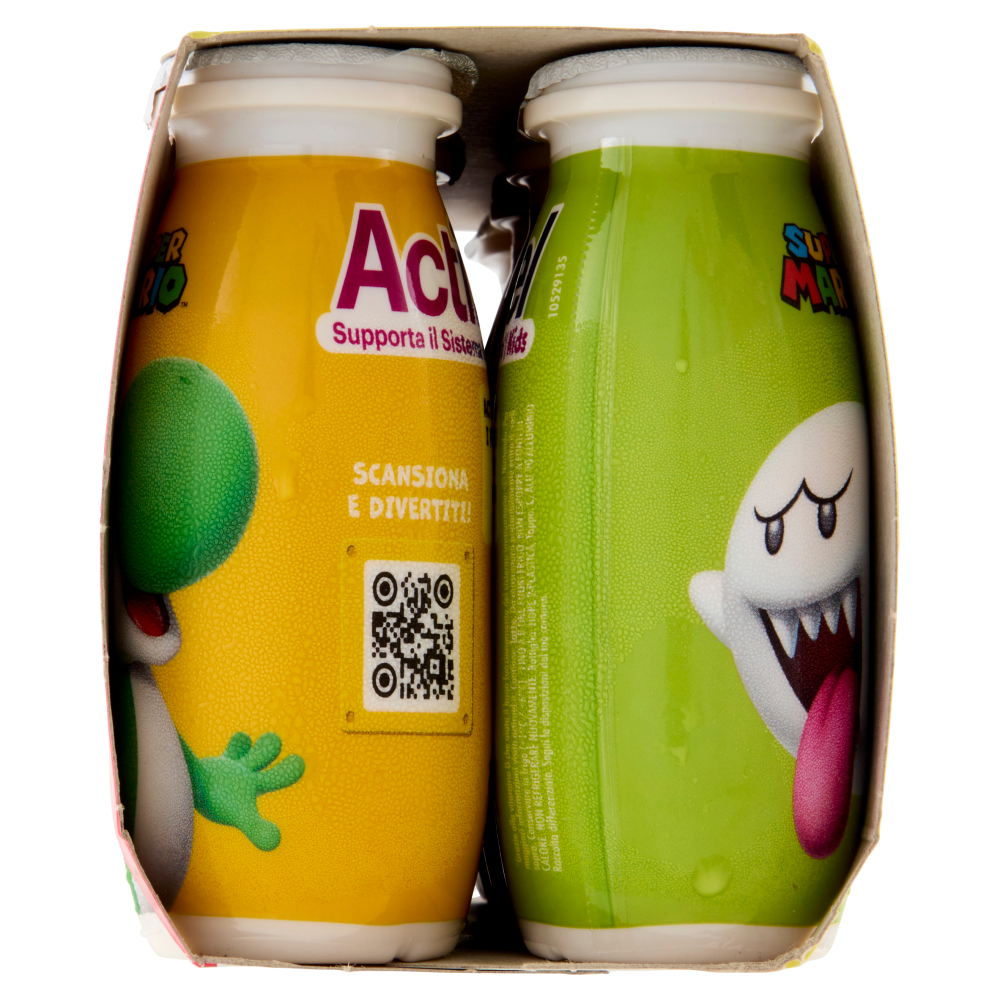 ACTIMEL SuperMario, Yogurt da Bere con Vit B6 e D per il Sistema Immunitario, fragola&banana, 8x100G