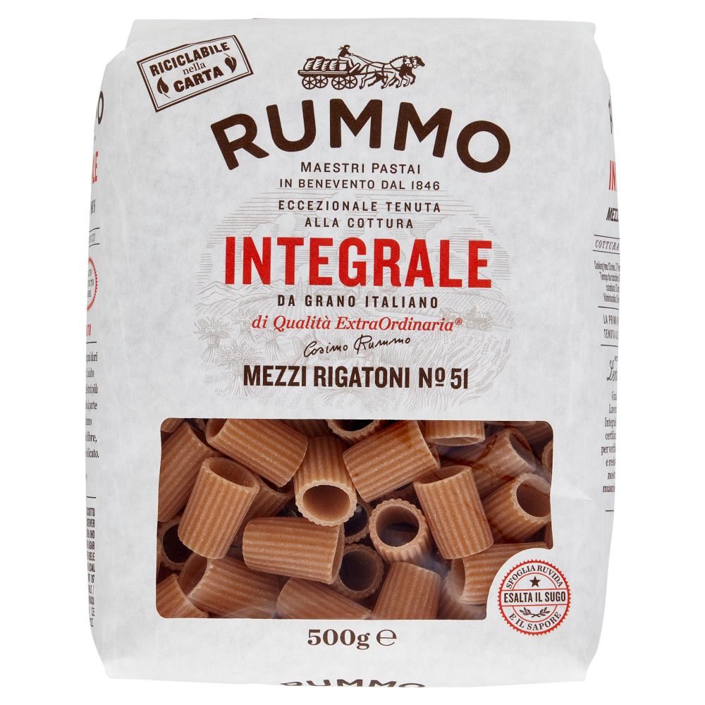 Rummo Integrale Mezzi Rigatoni N° 51 500 g