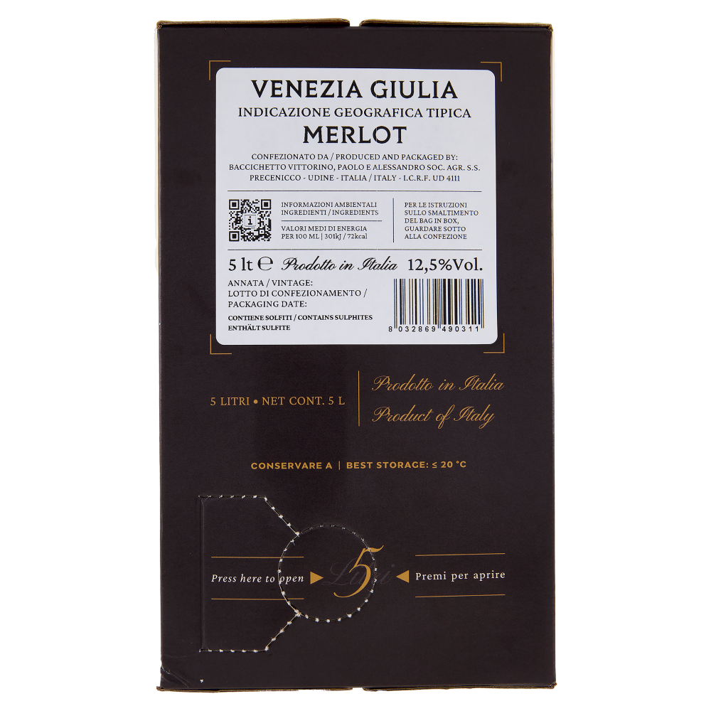 Baccichetto Vittorino Merlot Venezia Giulia IGT 5 lt