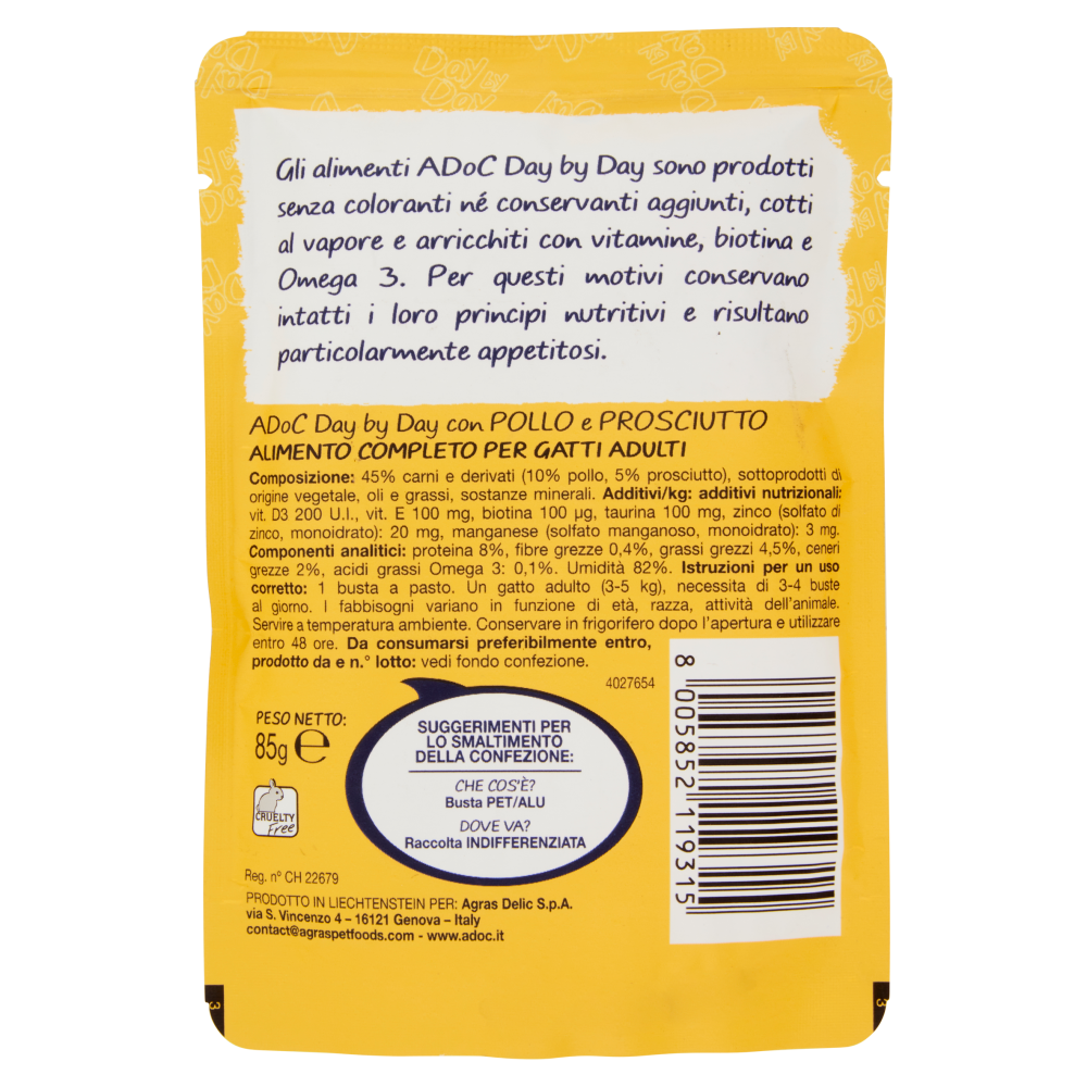 ADoC Day by Day per Gatti Golosi con Pollo e Prosciutto 85 g