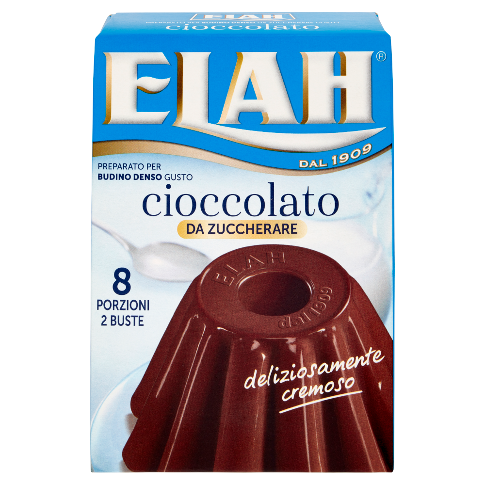 Elah Preparato per Budino Denso Gusto cioccolato da Zuccherare 2 x 49 g
