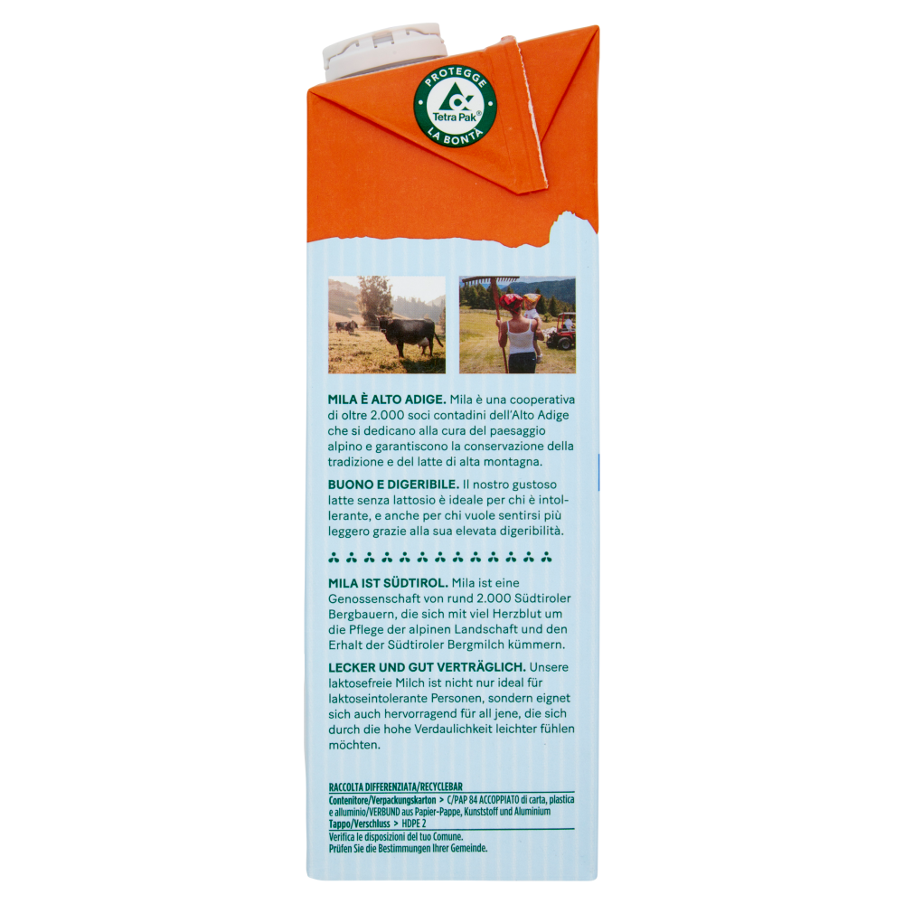 mila Senza Lattosio* Latte di montagna UHT parzialmente scremato 1000 ml