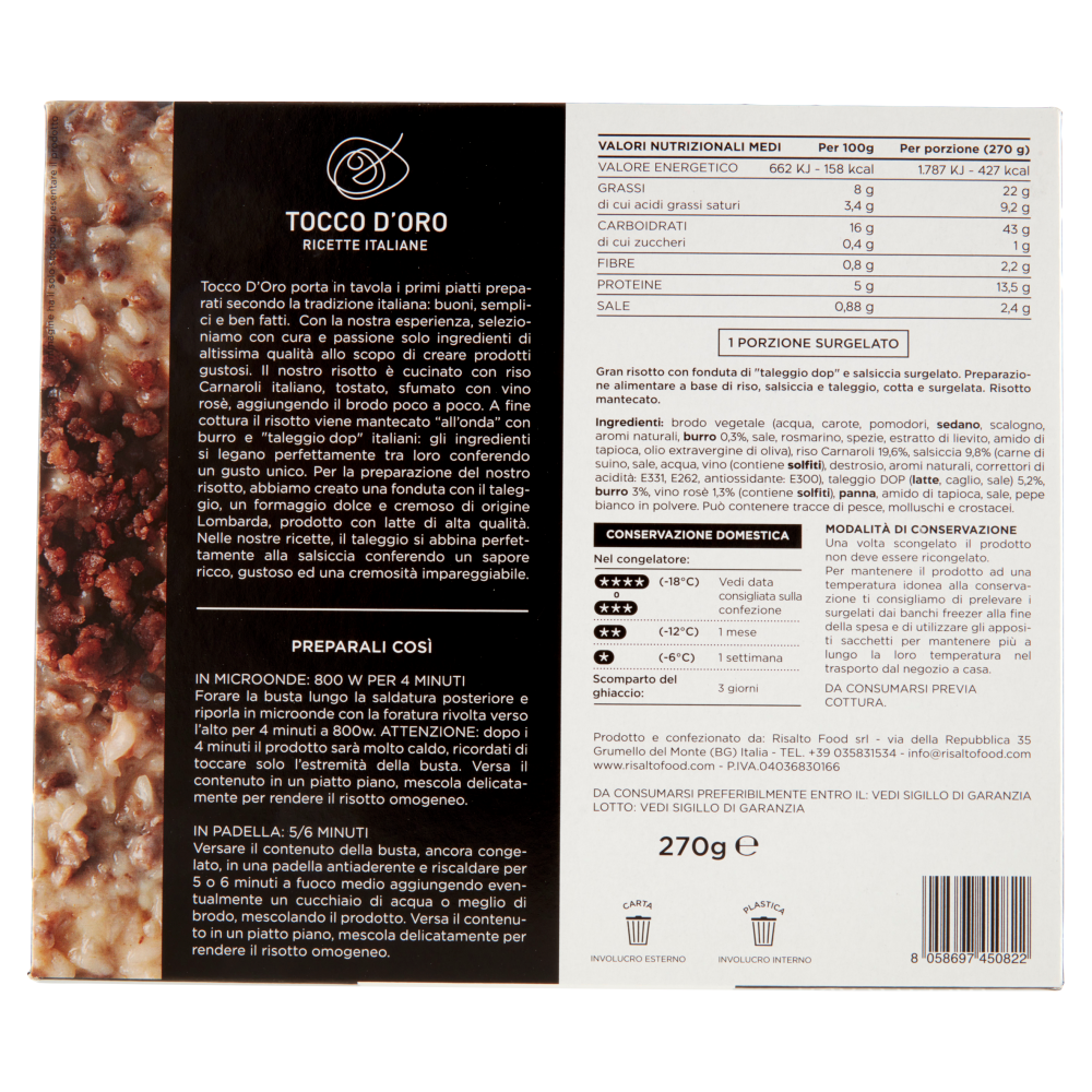 Tocco D'Oro Gran Risotto con fonduta di "taleggio dop" e salsiccia 270 g