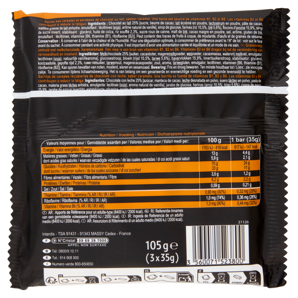 Carrefour Sensation Energy* Bar Gusto Caramello 3 x 35 g