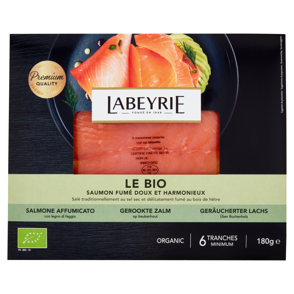 Labeyrie il Biologico Salmone affumicato gusto Dolce e Armonioso 180 g