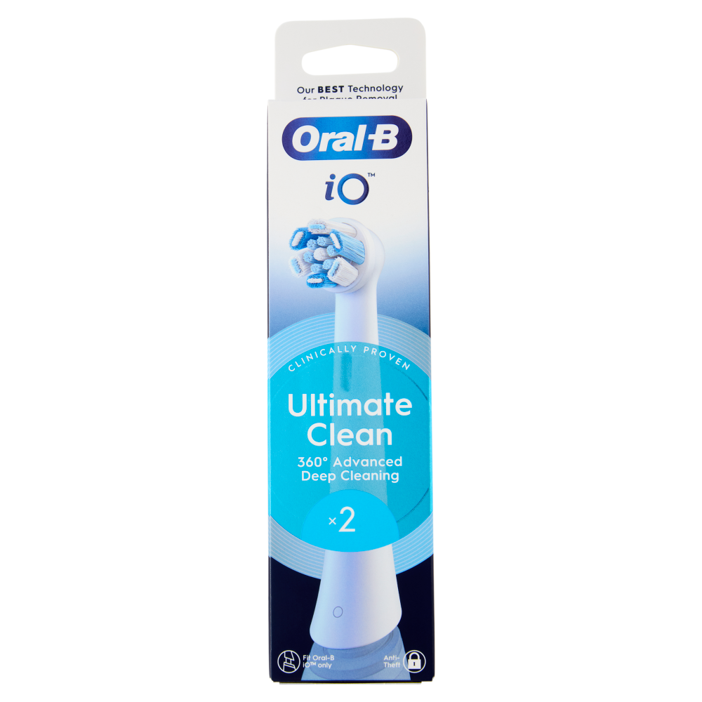 Oral-B iO Testine Ricambio Ultimate Clean Bianche Spazzolino Elettrico Denti Ricaricabile, 2 Refills