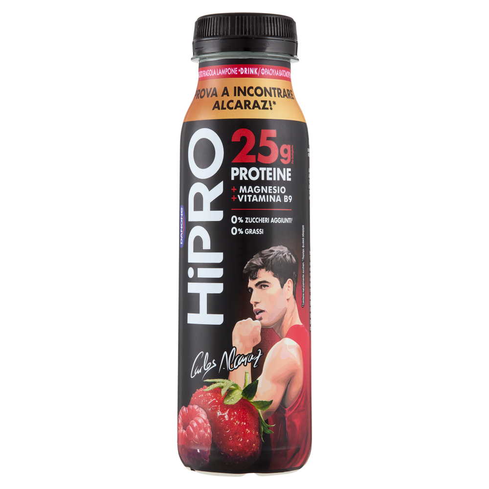 HiPRO Drink Fragola Lampone,25g Proteine,0% grassi,con Magnesio&Vit B9, senza lattosio, 300g
