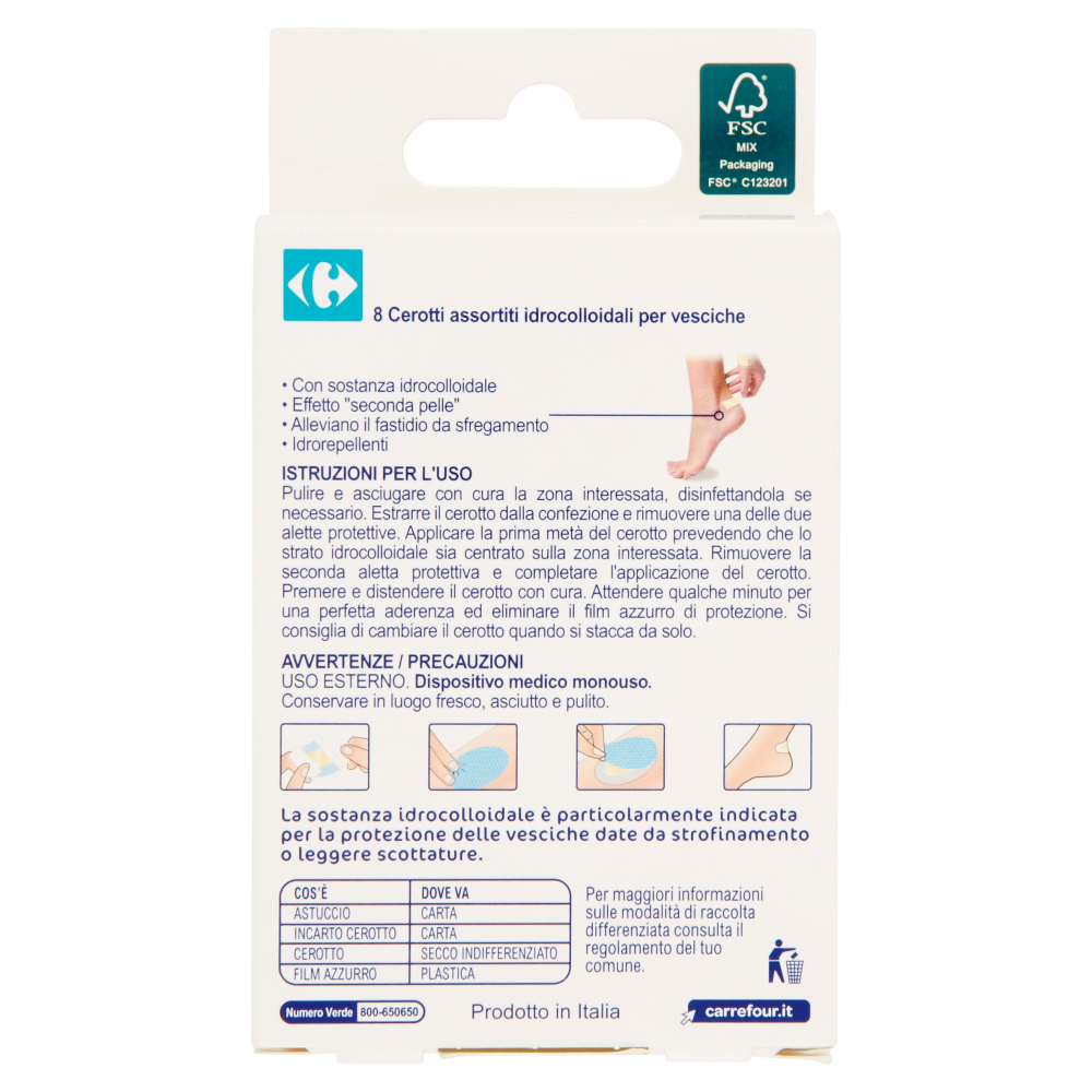Carrefour Piedi Cerotti idrocolloidali assortiti per vesciche 8 pz