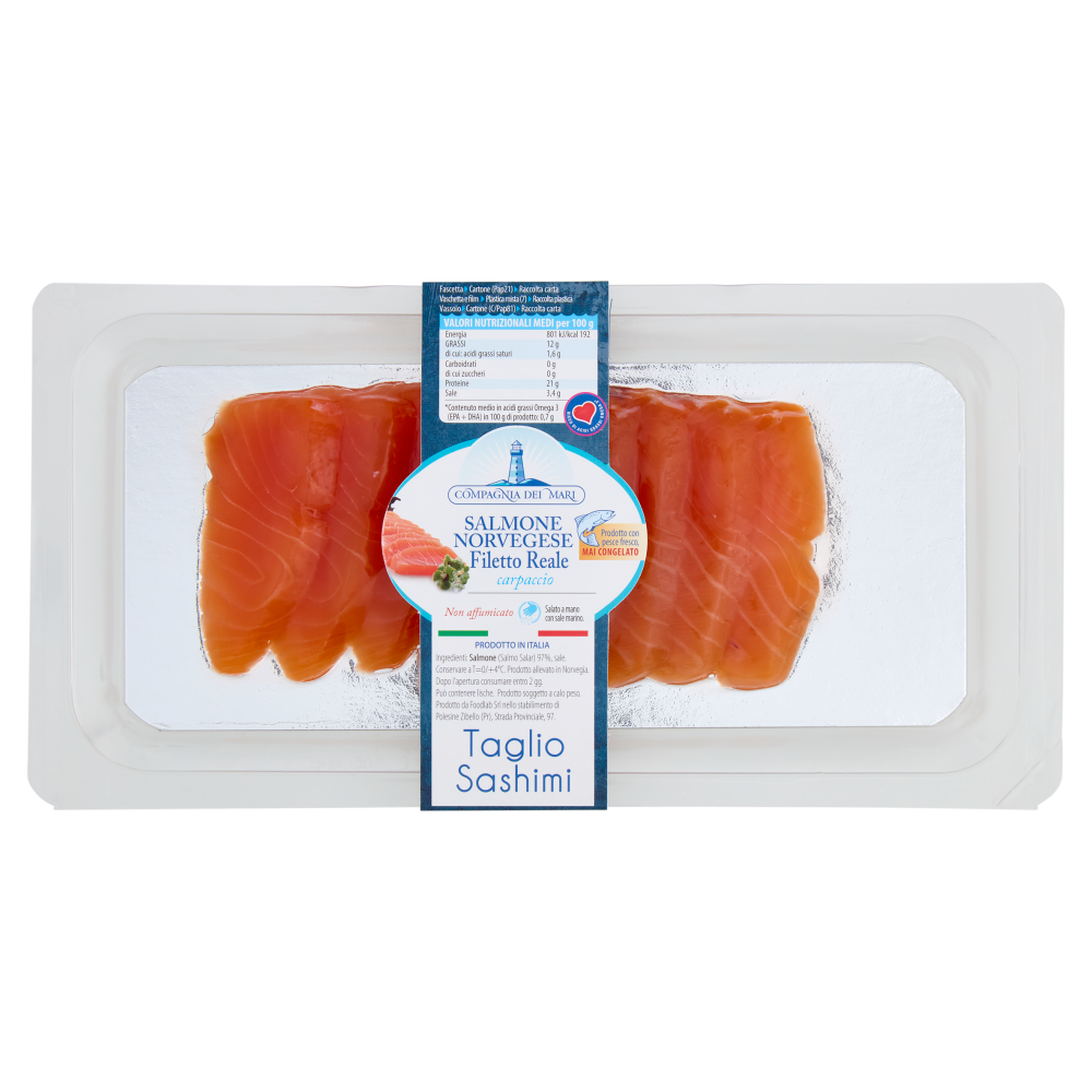 Compagnia dei Mari Salmone Norvegese Filetto Reale carpaccio non affumicato 75 g