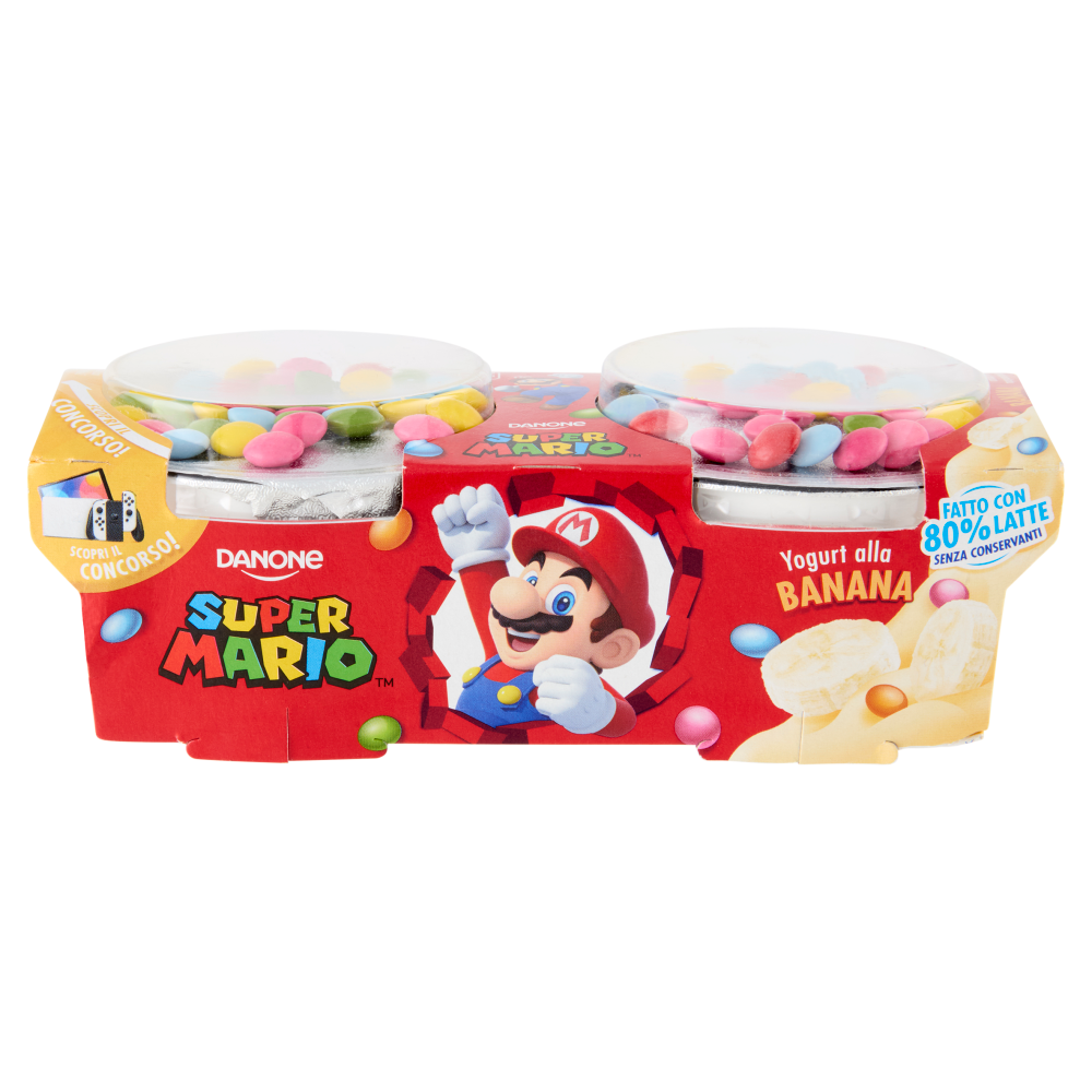 DANONE Super Mario, Yogurt gusto Banana con Confettini, 2x110g