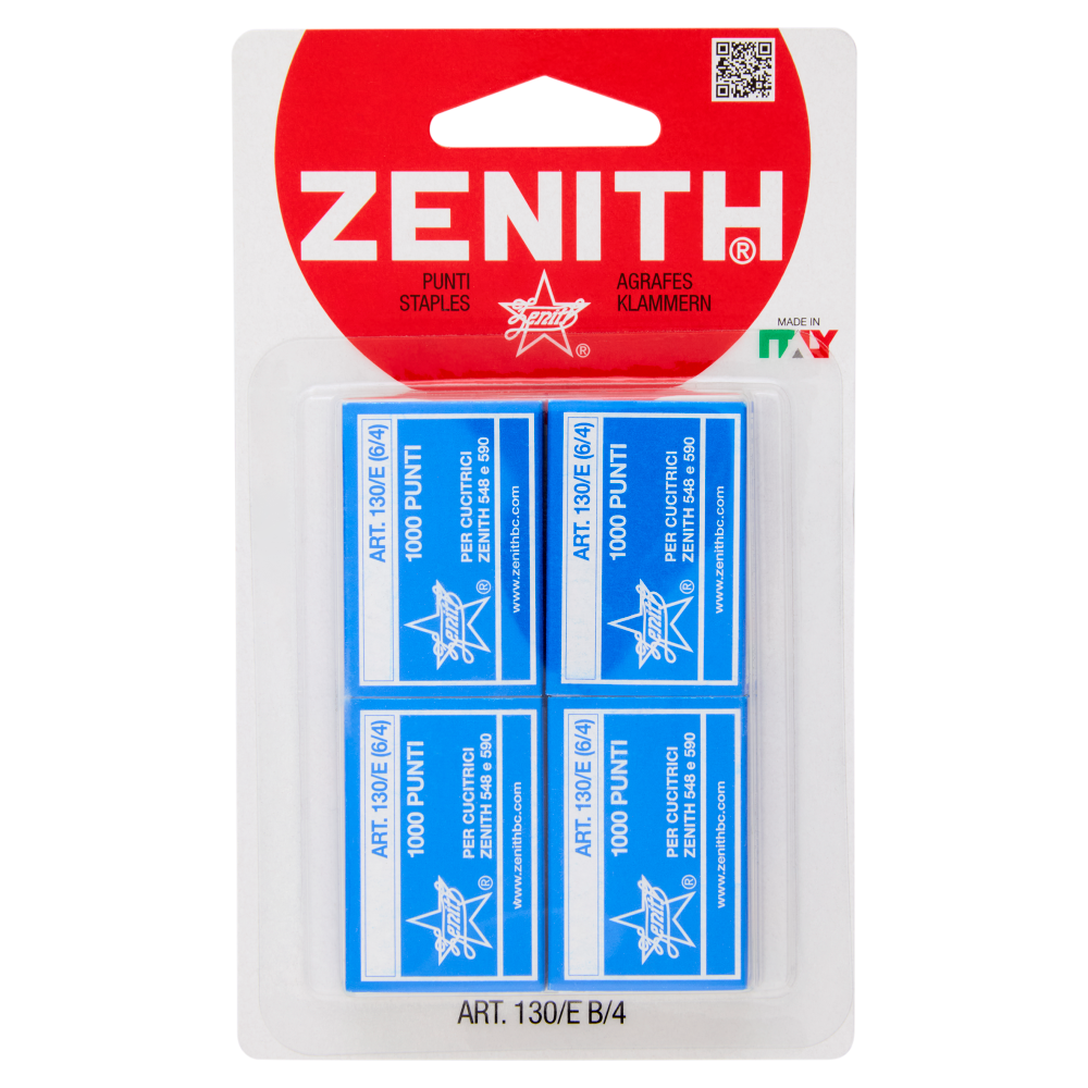 Zenith Punti metallici Art. 130/E B/4 blister - 4 scatole da 1000 punti (6/4)