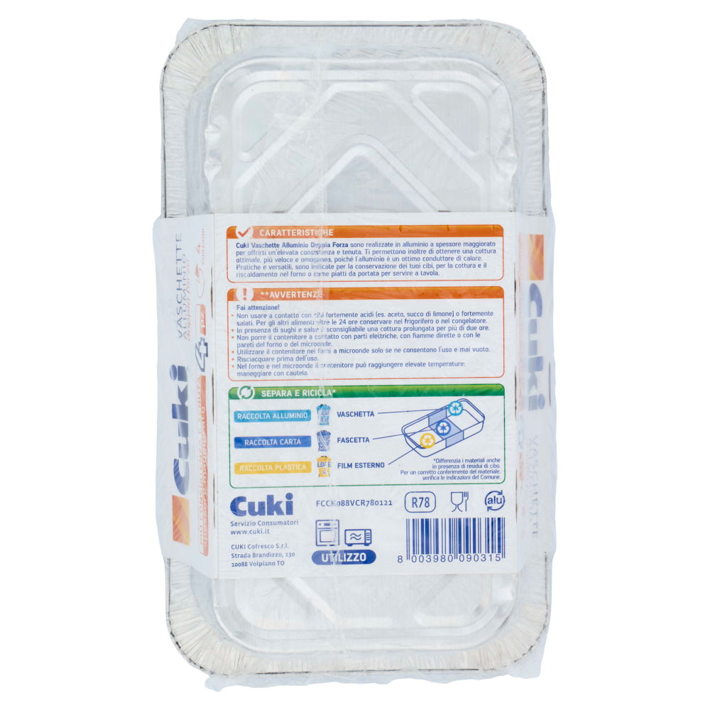 Cuki Cuoce Vaschette Alluminio doppia forza 4 Porzioni 4 pz
