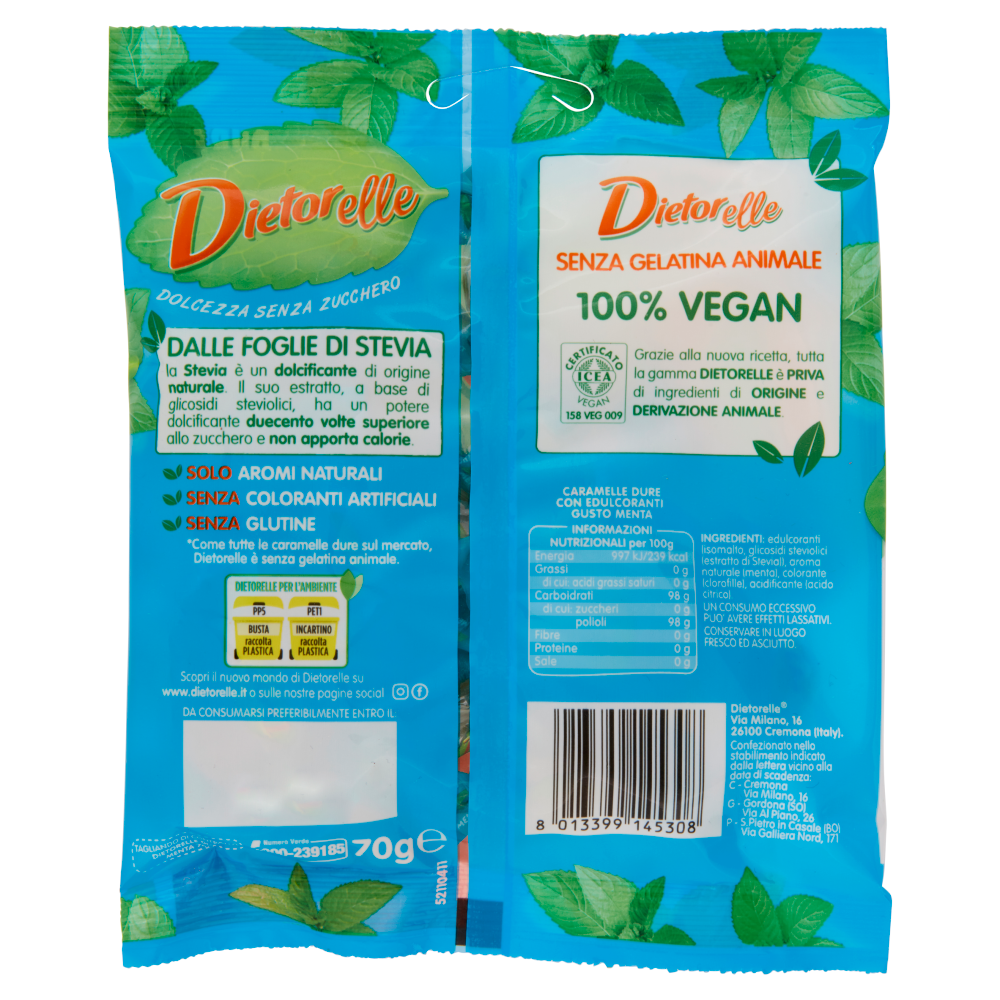 Dietorelle con estratto di Stevia Dure Menta 70 g