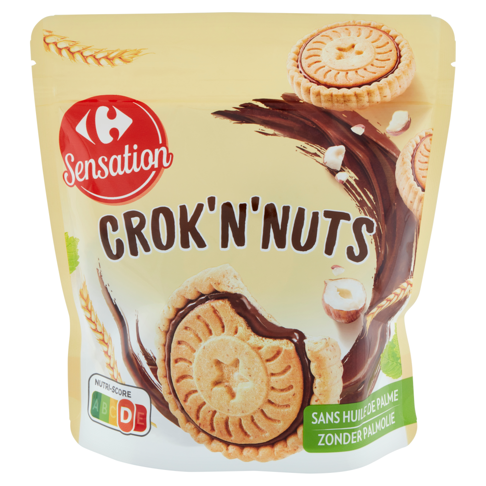 Carrefour Sensation Biscotti con Crema di Nocciole Crok'n'Nut 240gr