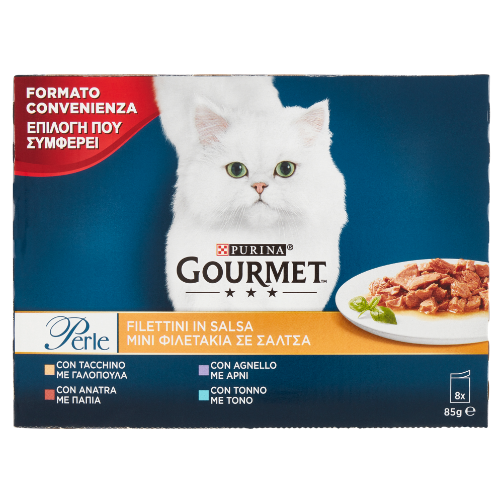 PURINA GOURMET Perle Filettini in Salsa Tacchino / Anatra / Agnello / Tonno 8 x 85 g