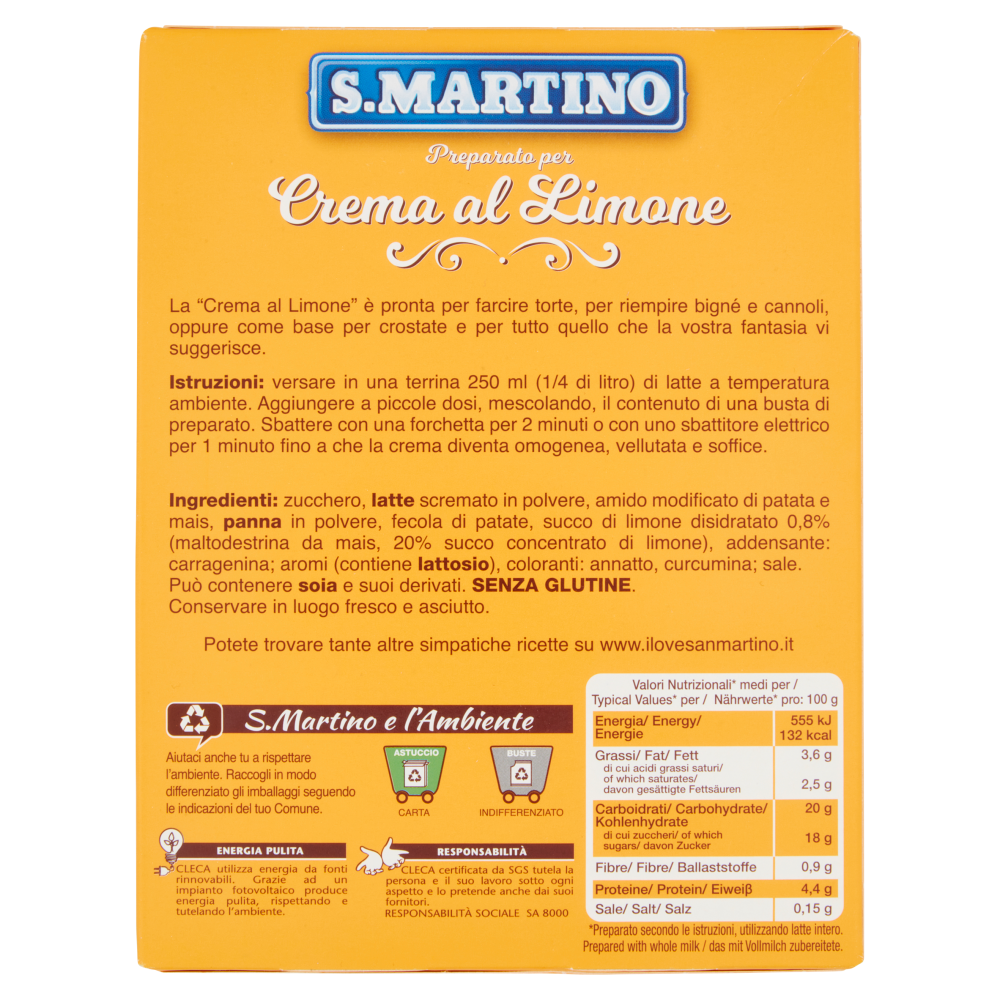 S.Martino Preparato per Crema al Limone 2 Buste 140 g
