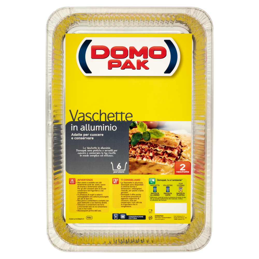 Domopak Vaschette in alluminio 6 porzioni 2 pz