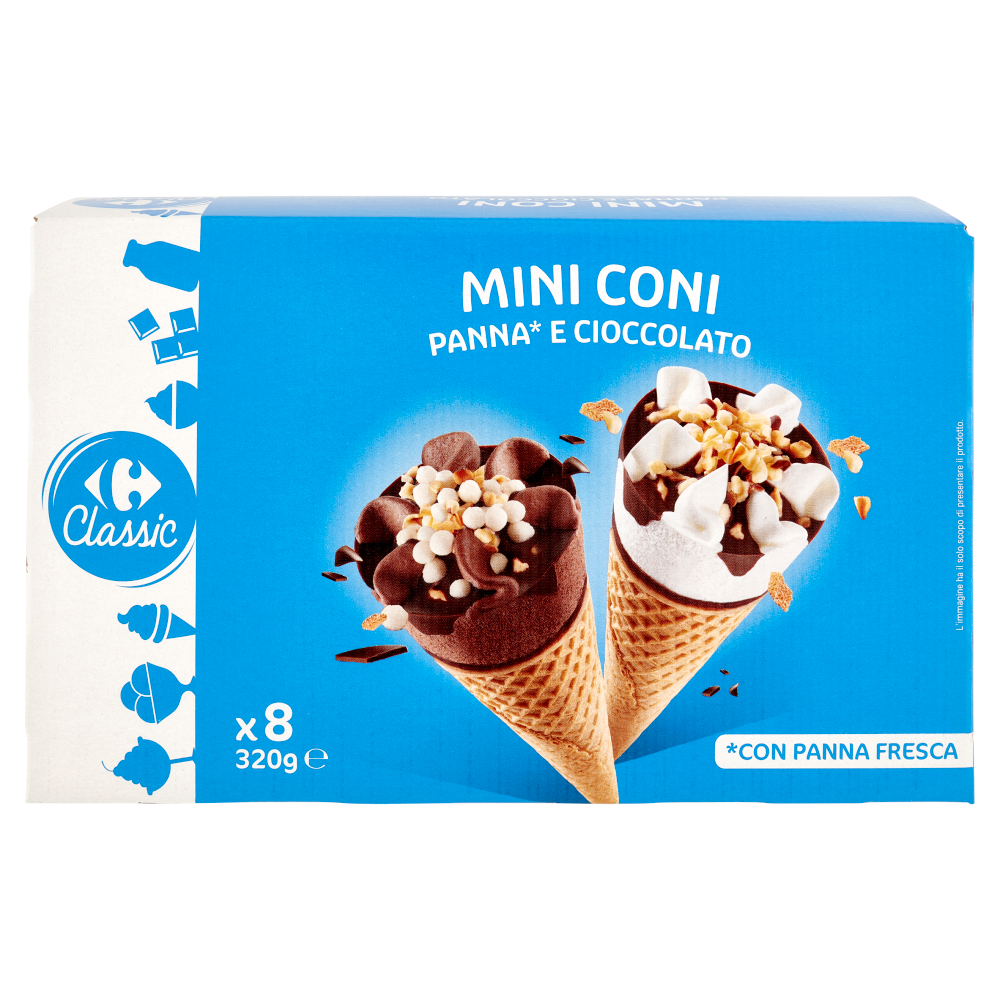 Carrefour Classic Mini Coni Panna* e Cioccolato 8 x 43,5 g
