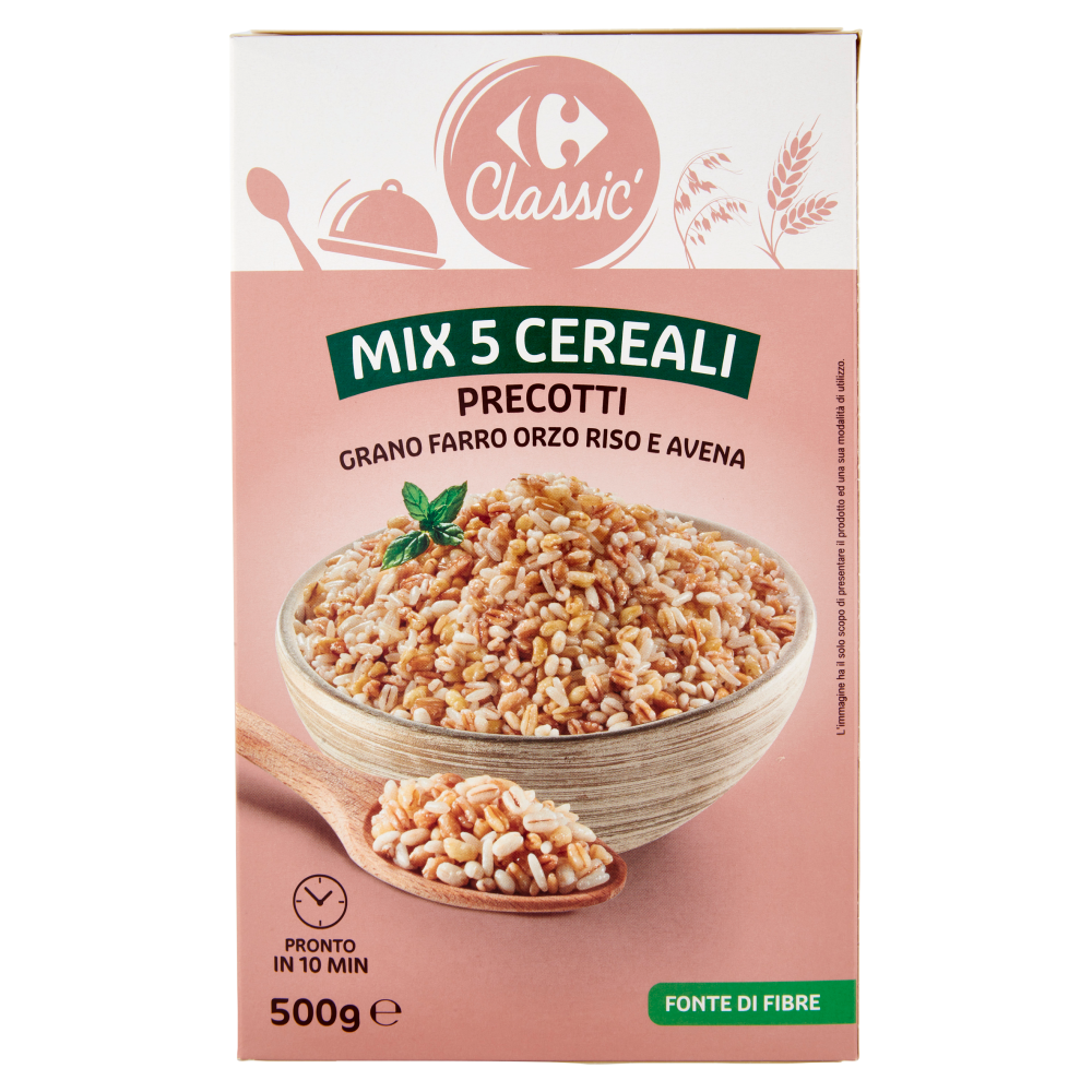Carrefour Classic Mix 5 Cereali Precotti Grano Farro Orzo Riso e Avena 500 g