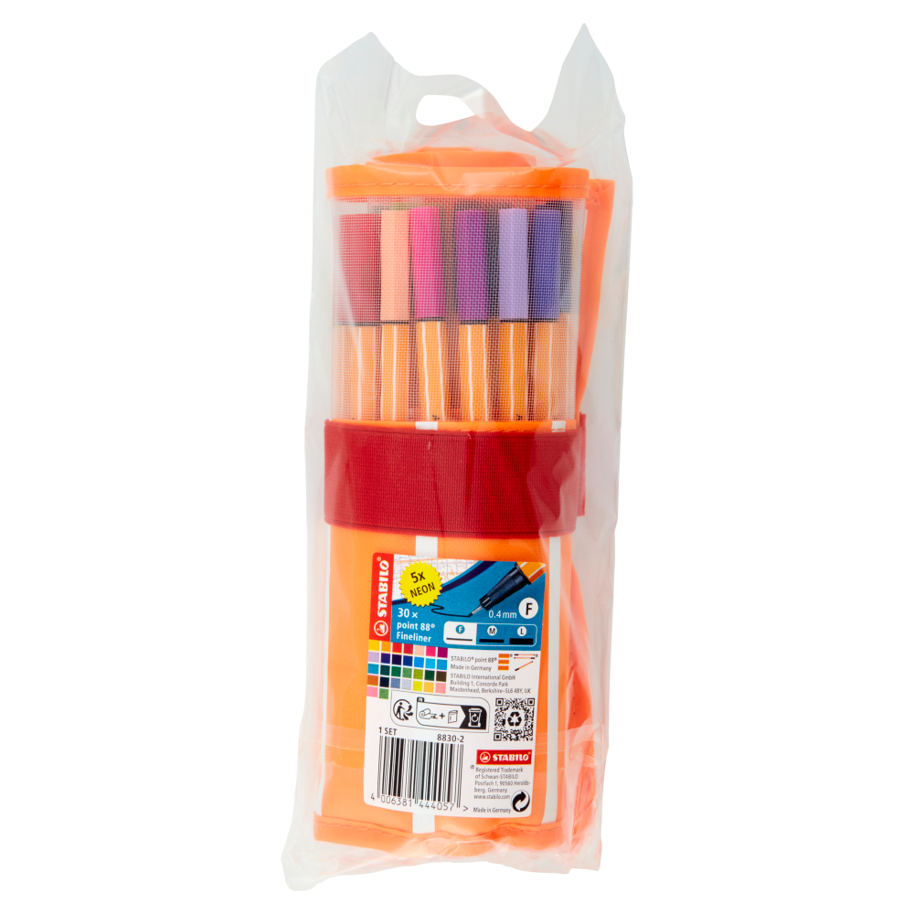 STABILO point 88 penna fineliner - rotolo da 30 pz. con 5 fluo