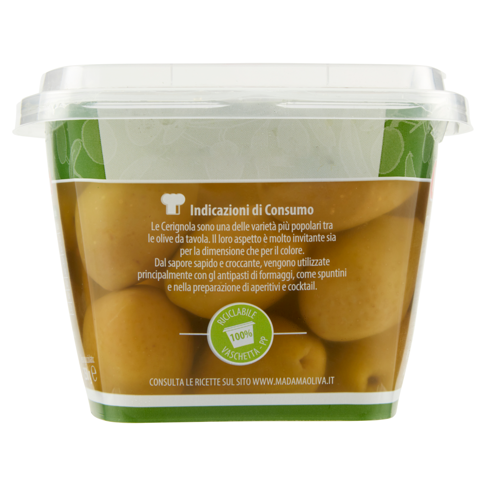Madama Oliva il Frutto d'Italia Olive Bella di Cerignola Verdi 480 g