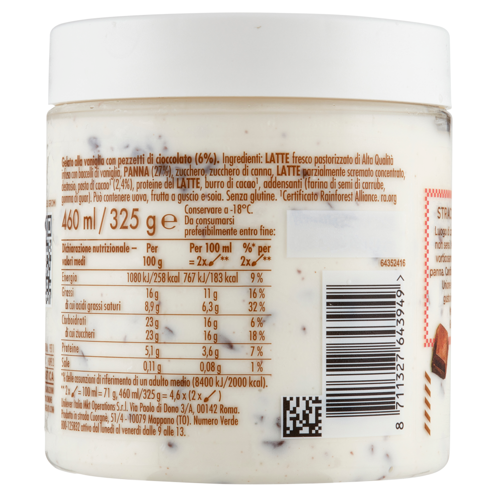 Grom Stracciatella con Latte Fresco Italiano e Pezzetti di Cioccolato 325 g
