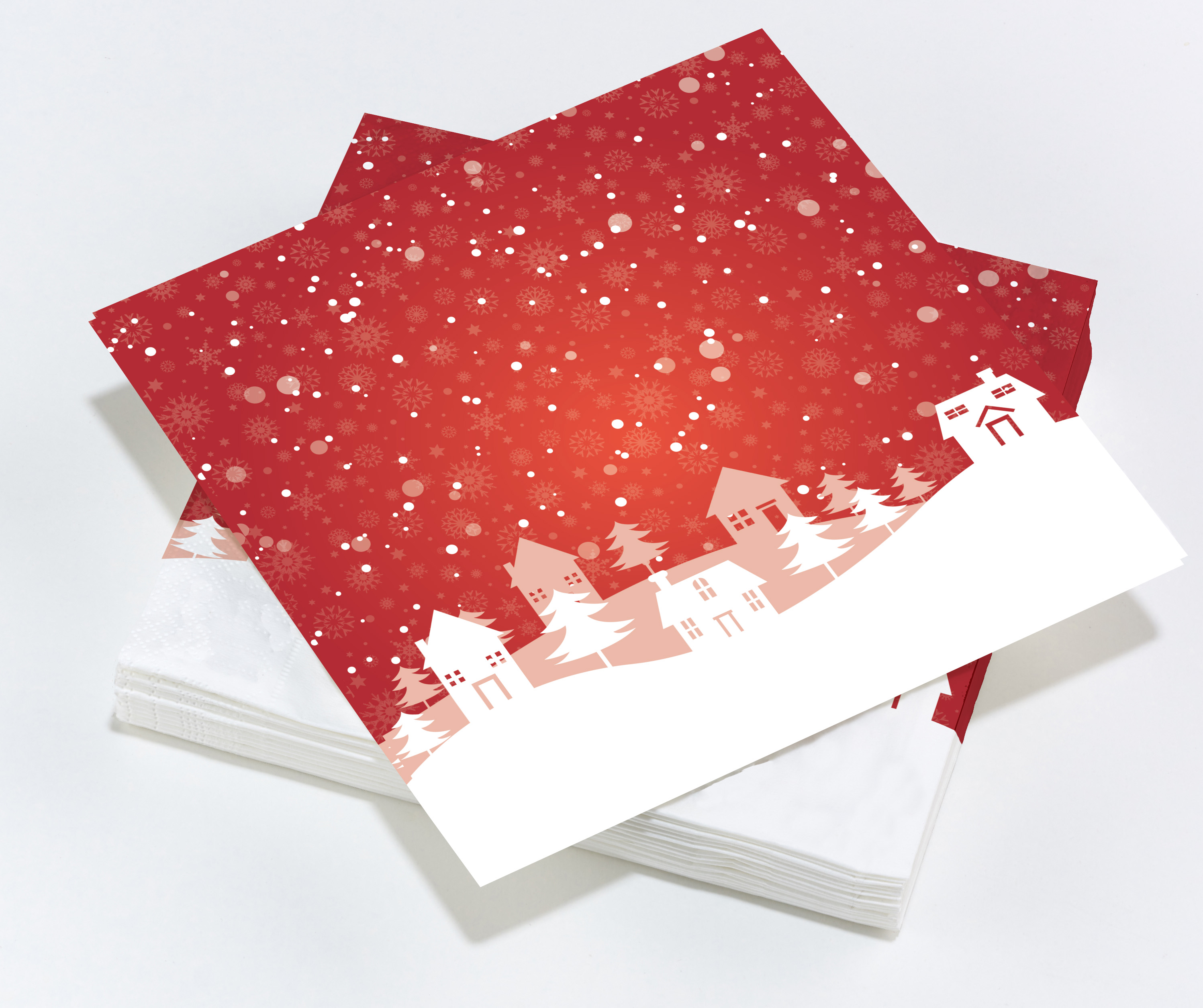 Le Nappage 20 tovaglioli in ovatta 33x33 cm 3V Rosso di Sera Natale