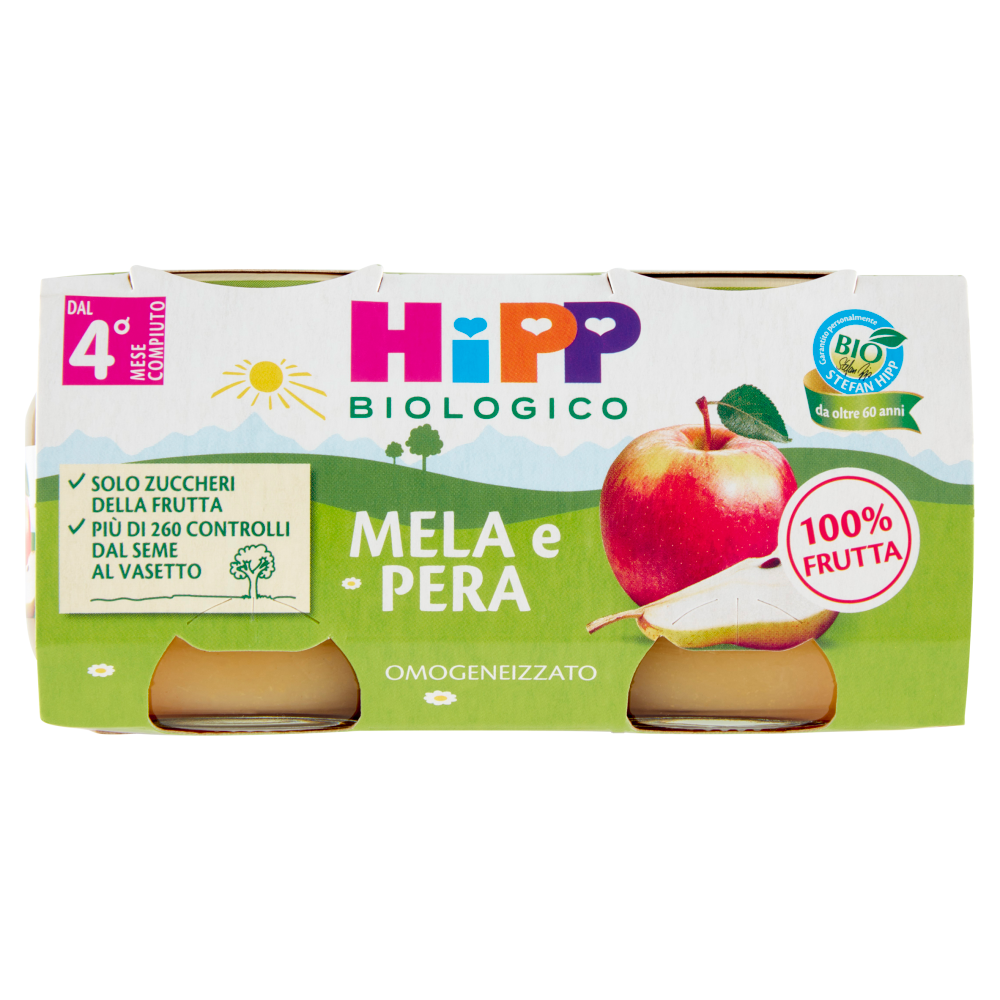 HiPP Biologico Mela e Pera Omogeneizzato 2 x 80 g