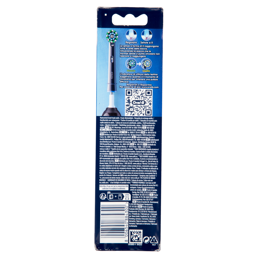 Oral-B Testine di Ricambio Pro Cross Action per Spazzolino Elettrico Denti Ricaricabile 4 pz