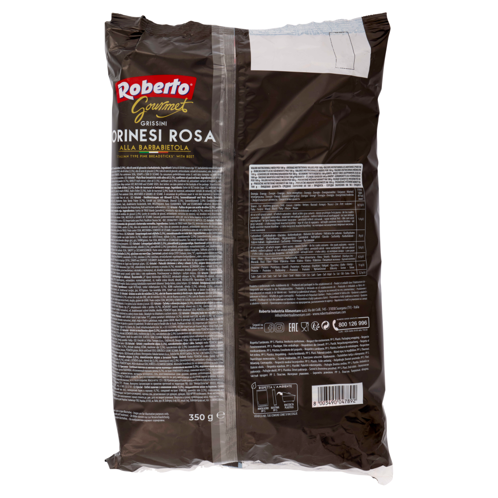 Roberto Gourmet Grissini Torinesi Rosa alla Barbabietola 350 g
