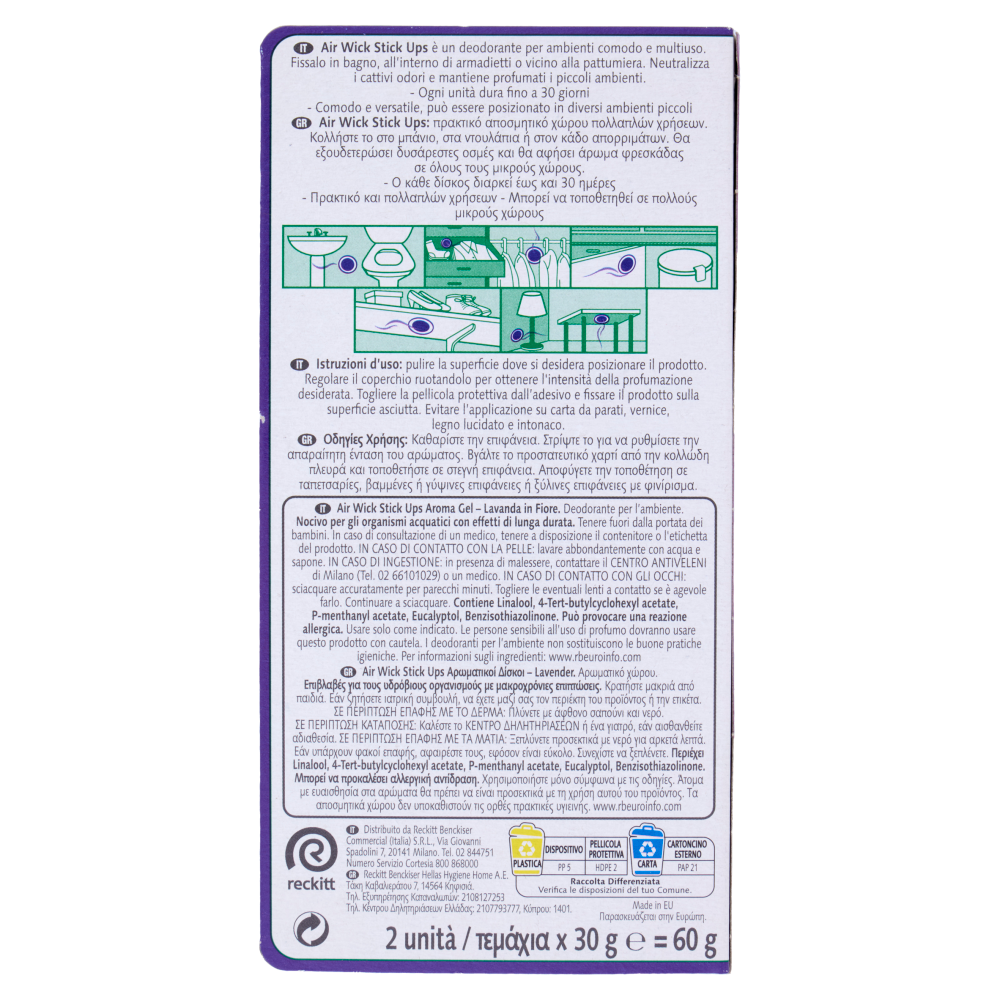 Air Wick Stick Ups Mix Profumatore per ambienti Lavanda in Fiore 2 x 30 g