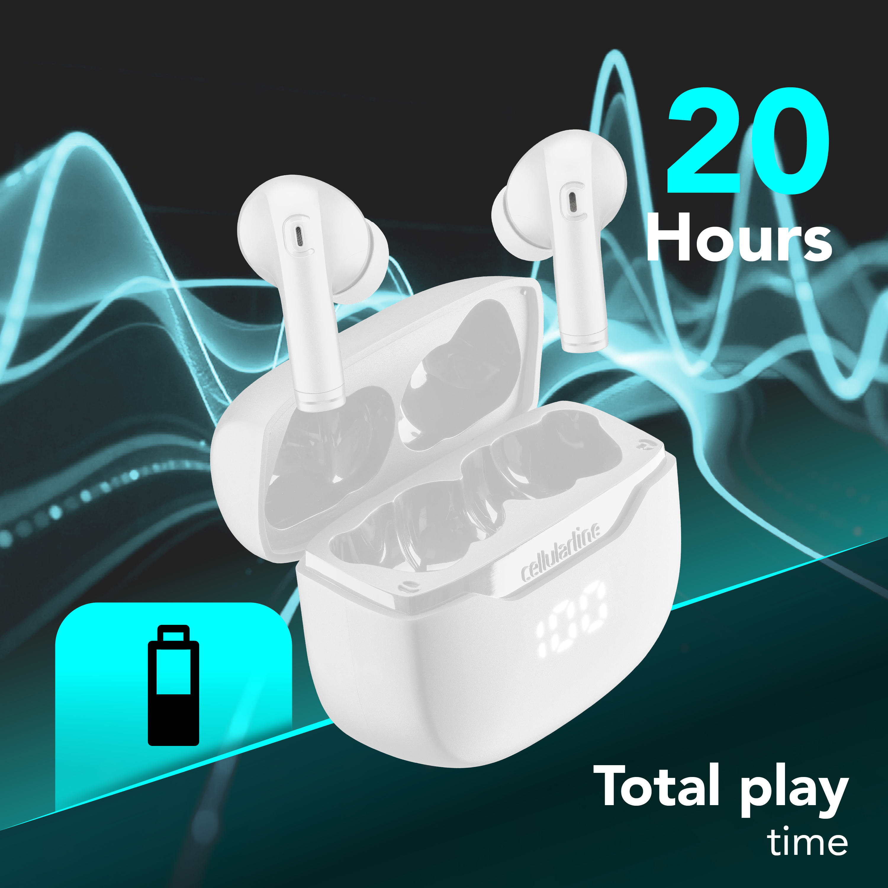 Cellularline Key Auricolari TWS Bluetooth custodia di ricarica e display led