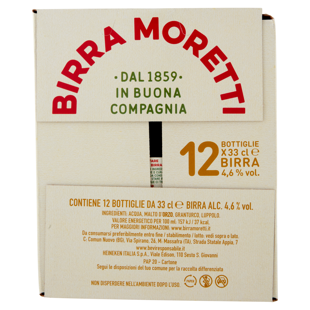 Birra Moretti Ricetta Originale 12 x 33 cl