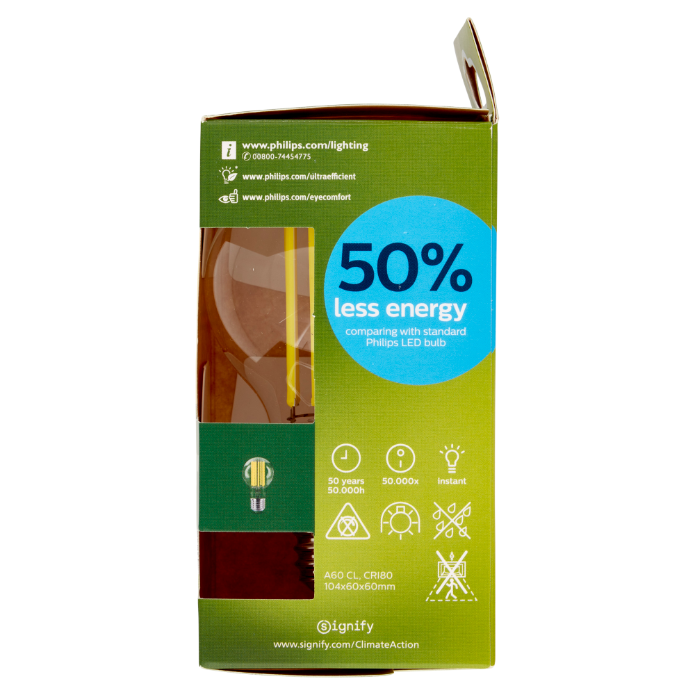 Philips Led Goccia Vetro Filamento 100W E27 4000K 