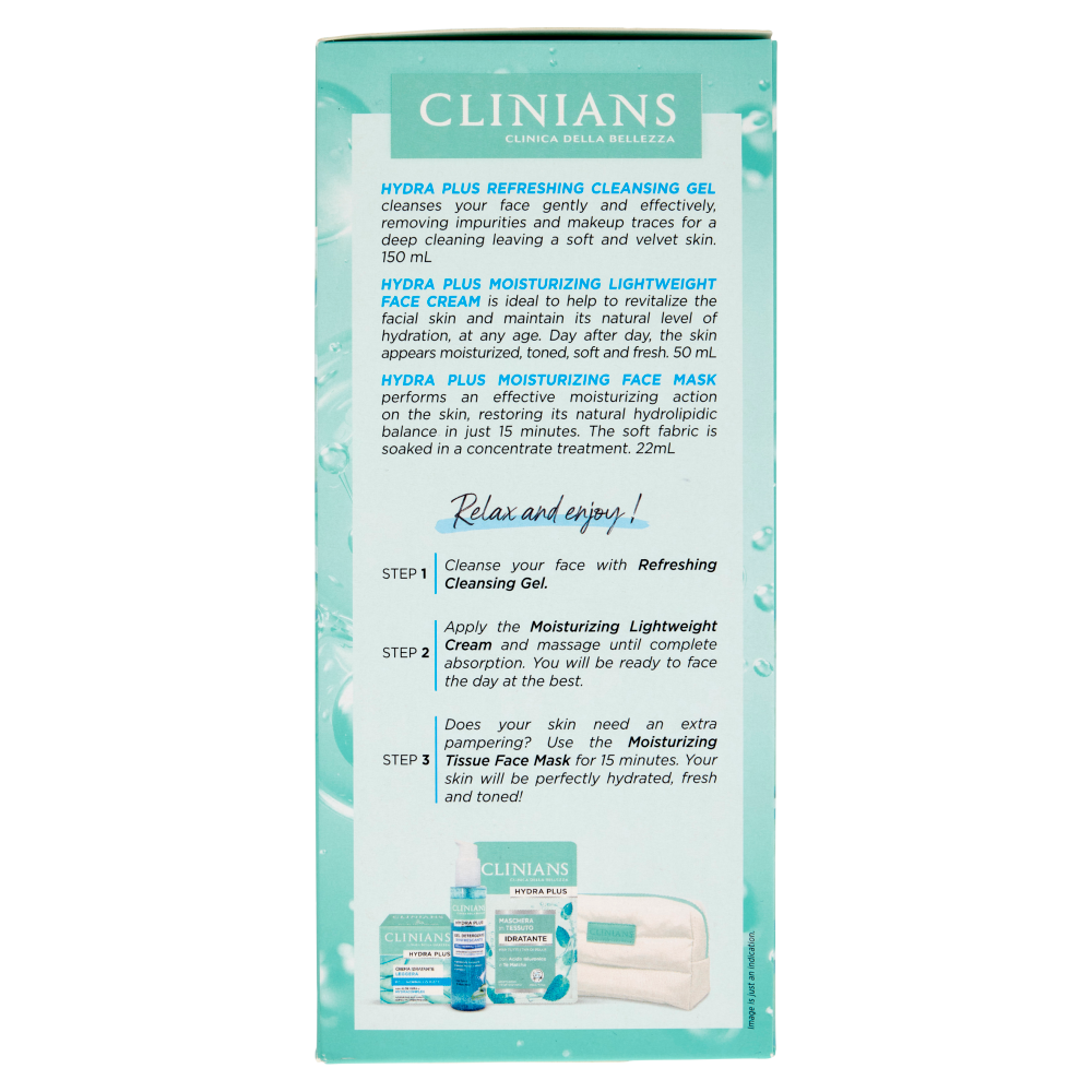 Clinians Hydra Plus Idratante Gel Detergente 150 mL + Crema Idratante 50 mL + Maschera Viso 22 mL