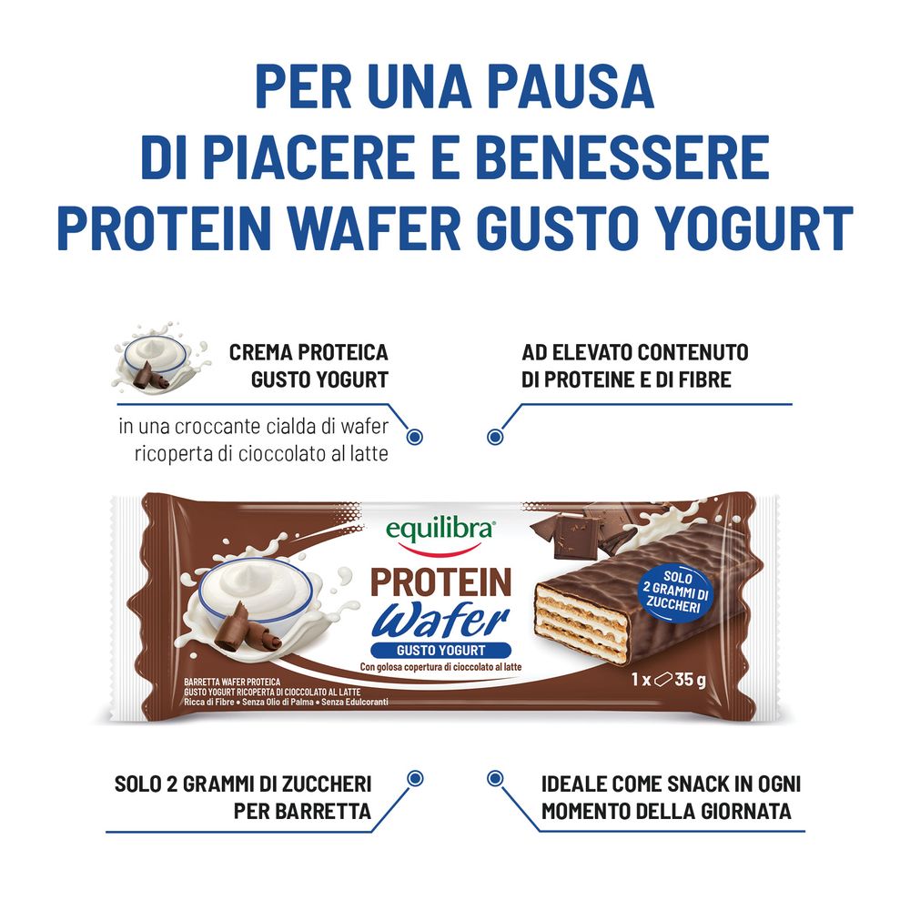 Equilibra Protein Wafer Gusto Yogurt con golosa copertura di cioccolato al latte 35 g