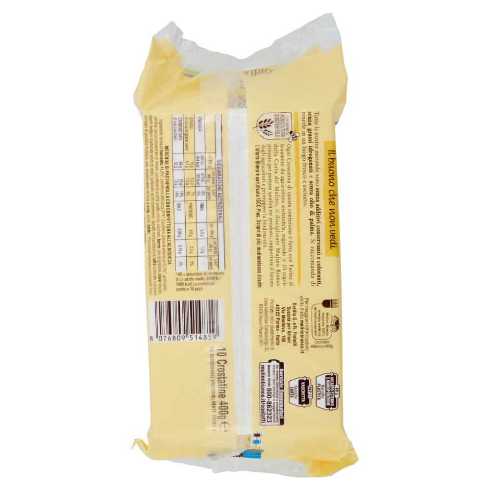Mulino Bianco Crostatine Albicocca Merenda con 100% Albicocche Italiane 10 pezzi 400g