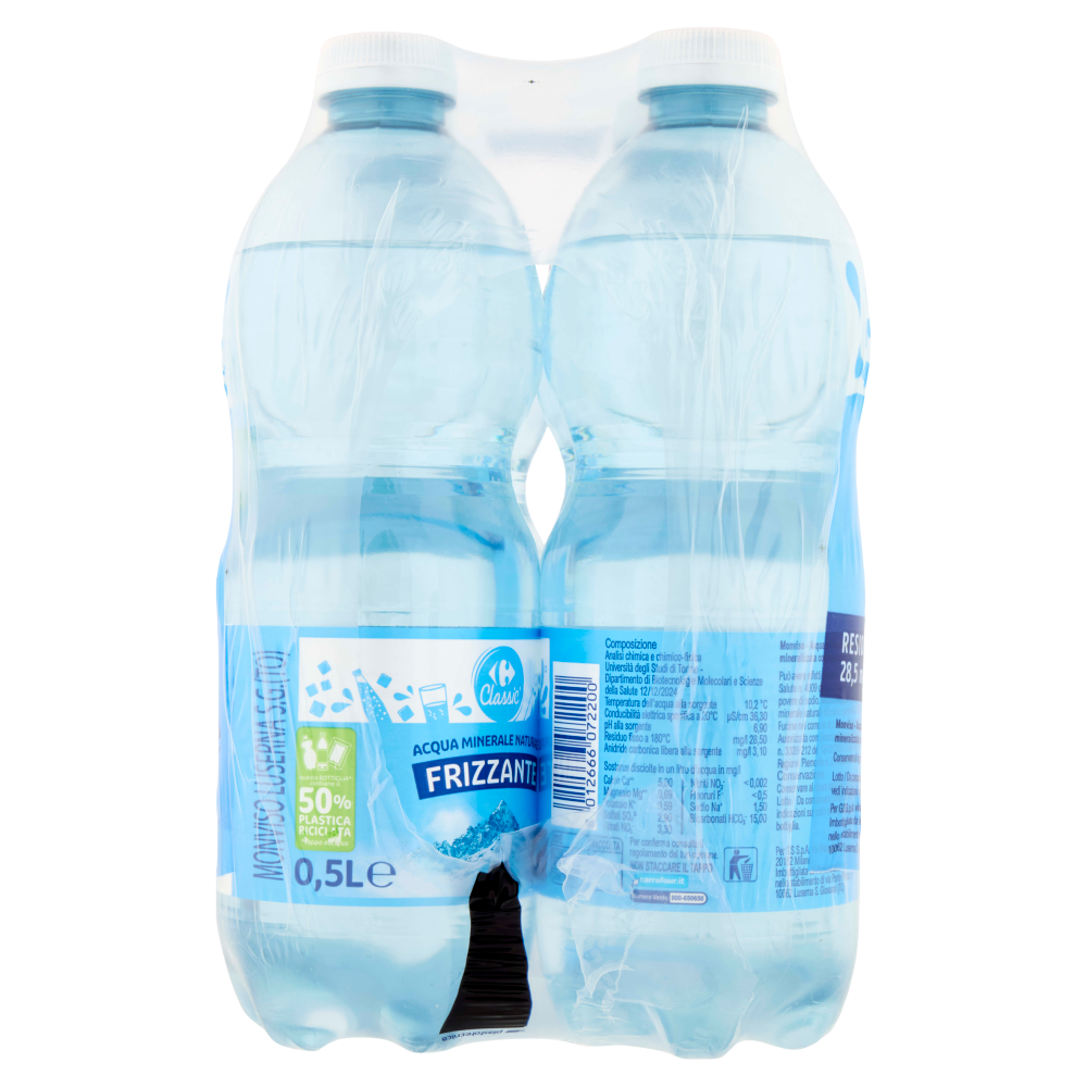 Carrefour Classic Frizzante Acqua Minerale Naturale Monviso 6 x 0,5 L