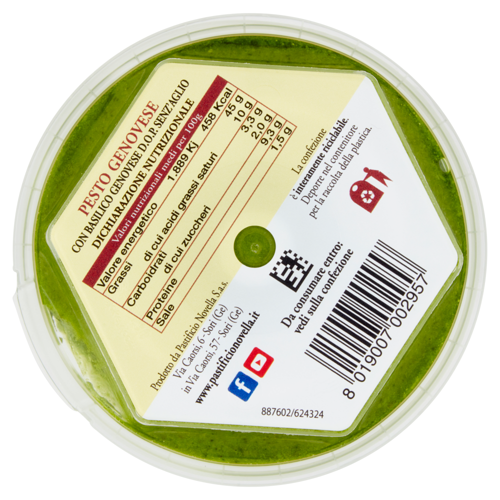 Pastificio Novella Pesto Genovese con Basilico Genovese D.O.P. Senz'Aglio 130 g