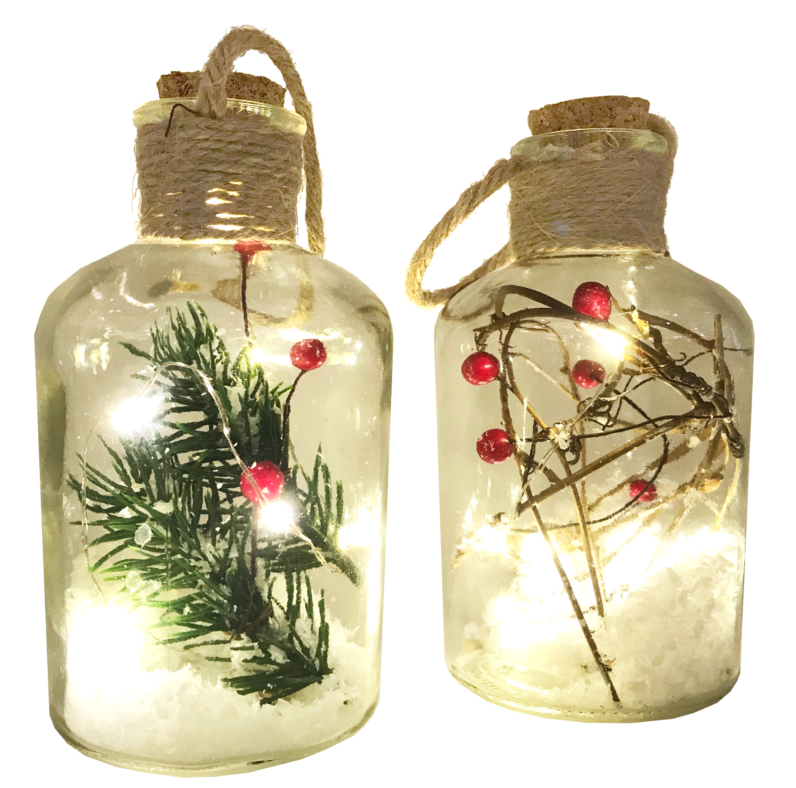 Giocoplast Bottiglia Vetro Decorata H 13 cm con Gocce LED